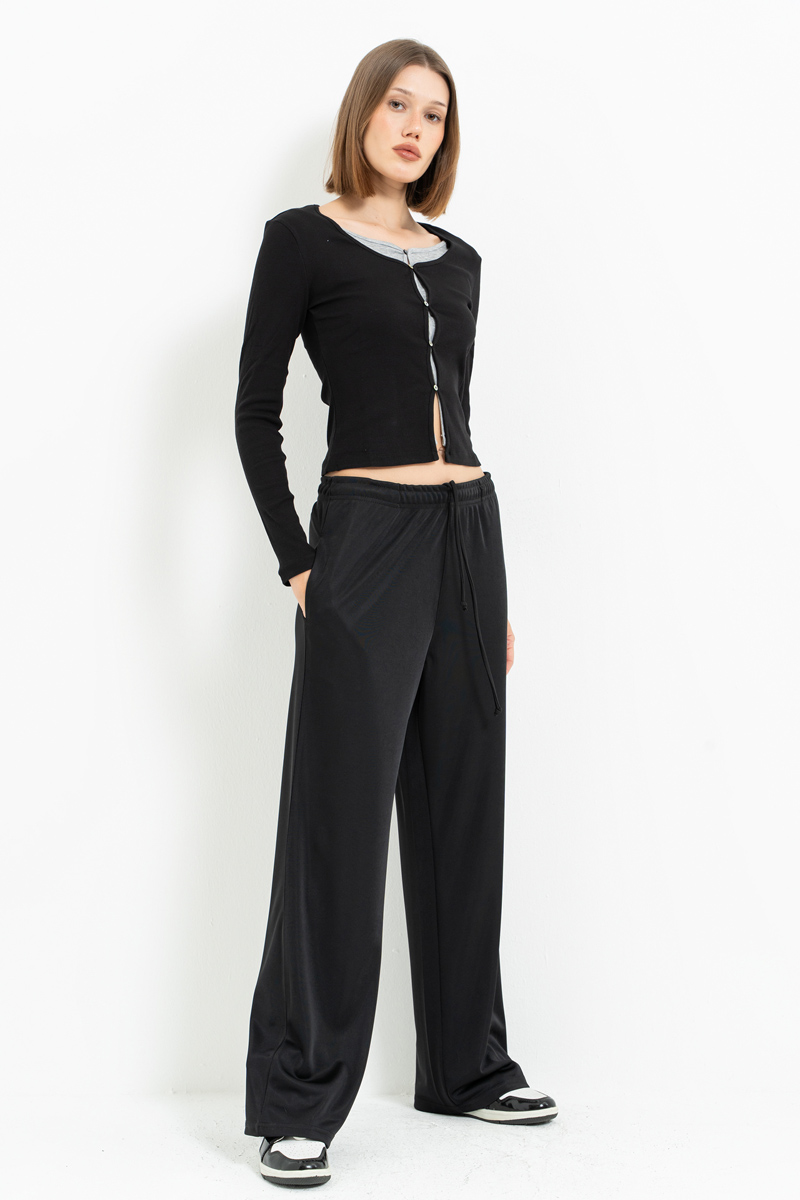 Black Elasticated-Waist Sweatpants