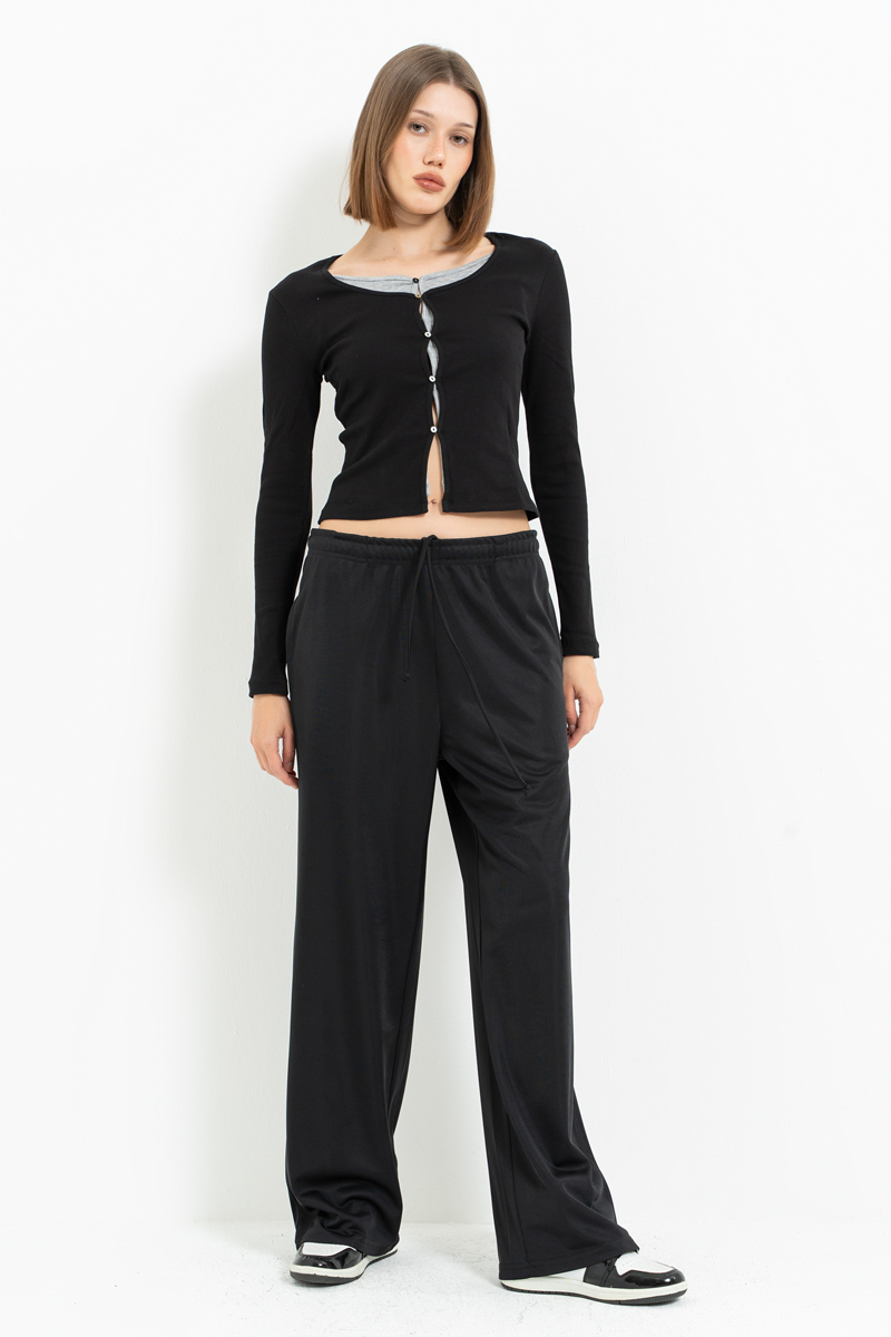 Black Elasticated-Waist Sweatpants