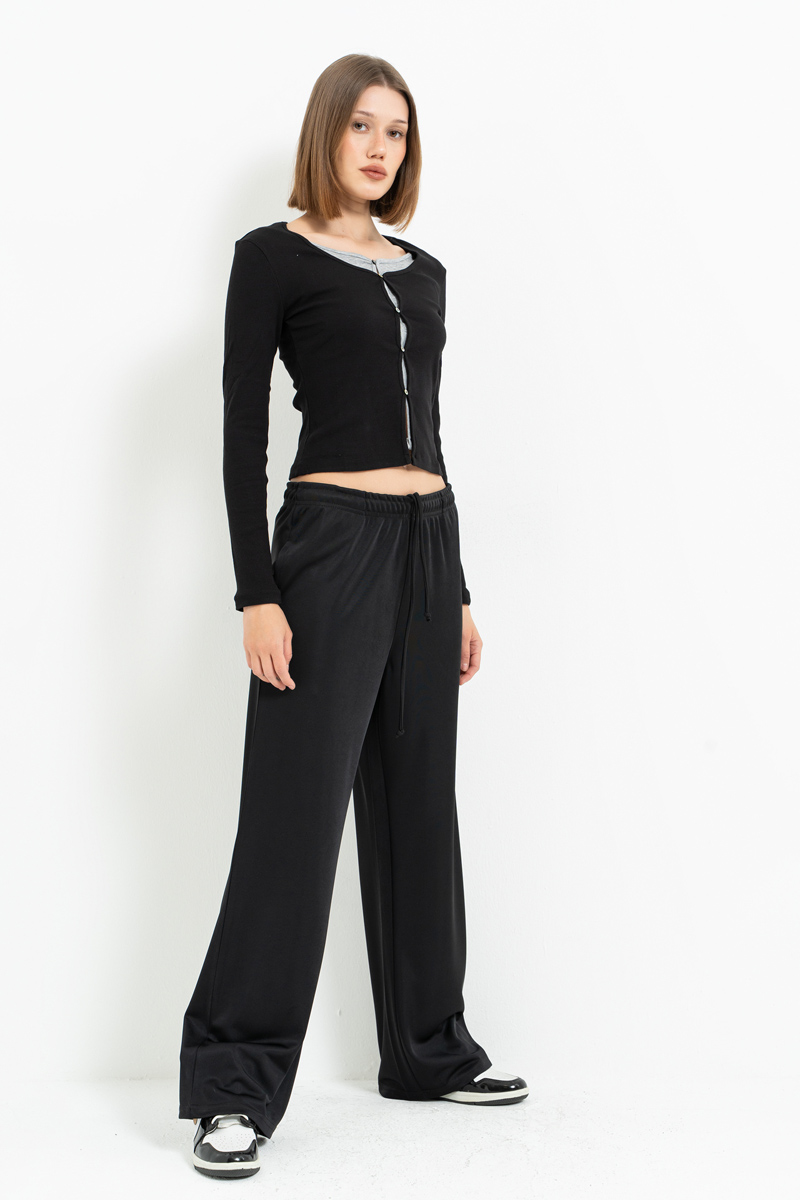 Black Elasticated-Waist Sweatpants