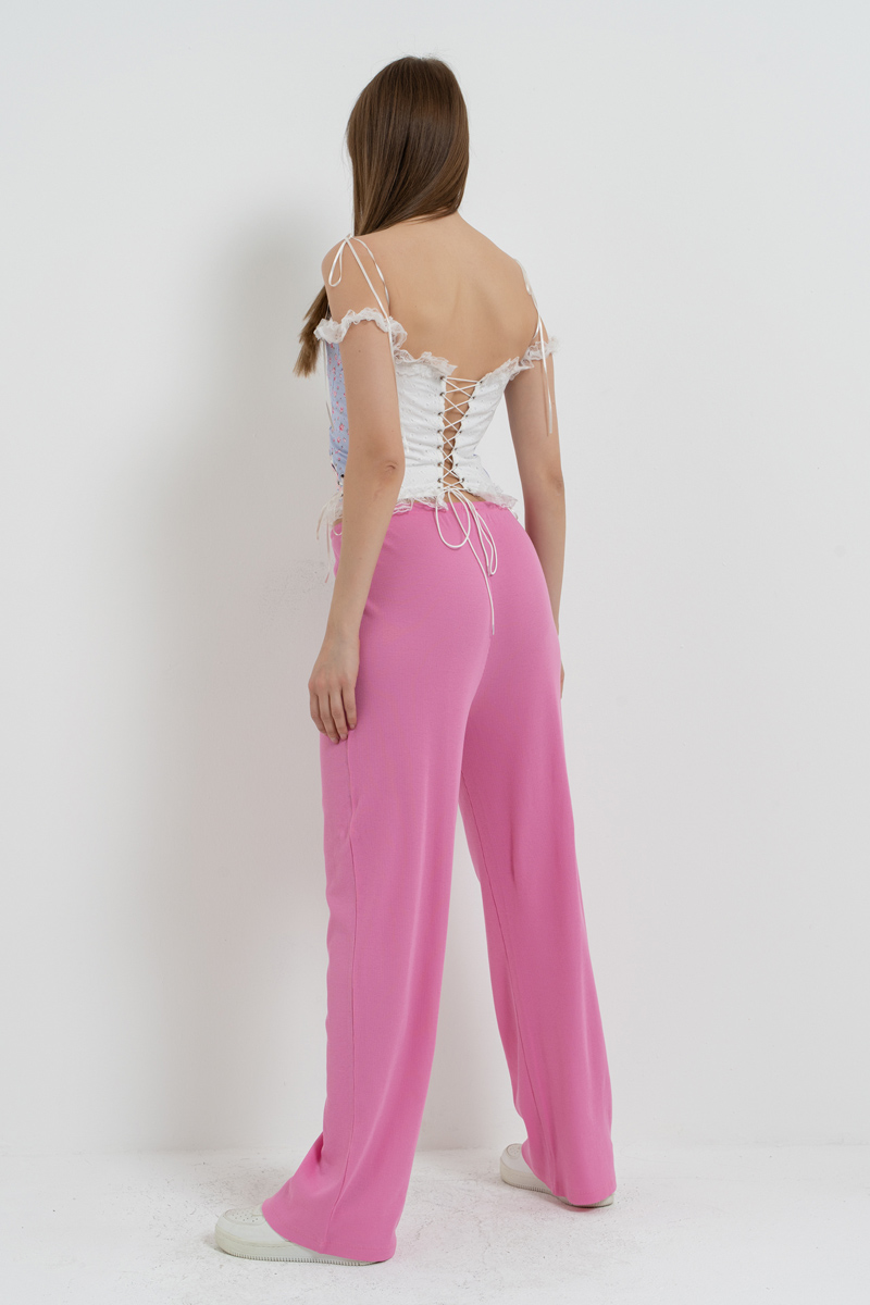 Doly Pink Elasticated-Waist Pyjama Bottoms