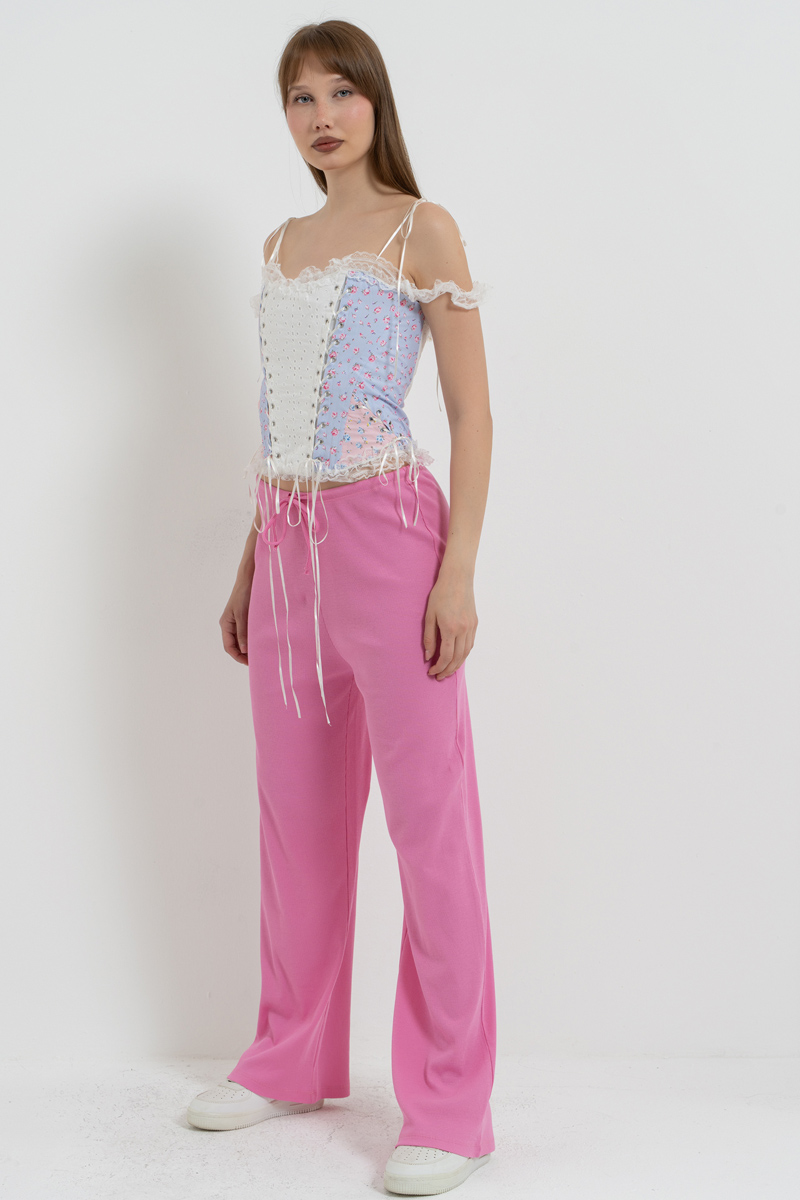 Doly Pink Elasticated-Waist Pyjama Bottoms