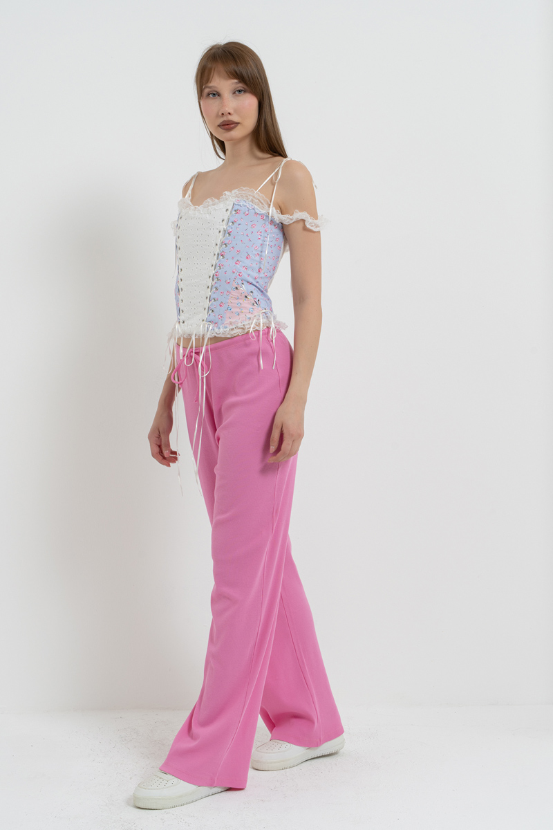 Doly Pink Elasticated-Waist Pyjama Bottoms