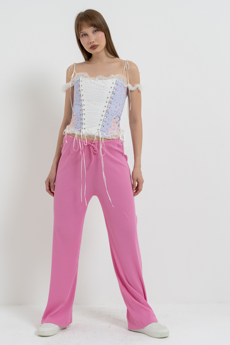 Doly Pink Elasticated-Waist Pyjama Bottoms