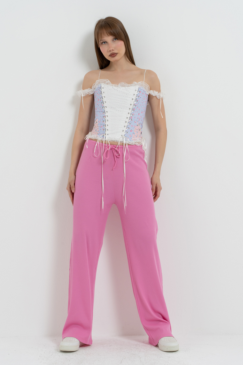 Doly Pink Elasticated-Waist Pyjama Bottoms