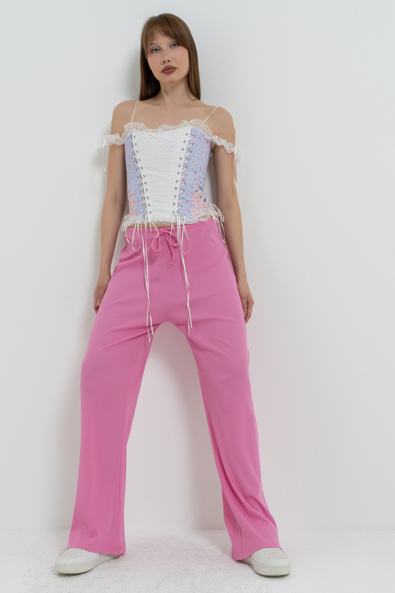Doly Pink Elasticated-Waist Pyjama Bottoms