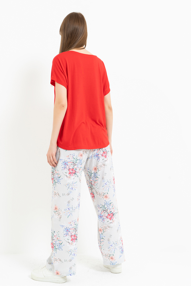 GREEN-FFUCHSİA-BİG.FLOWER Elasticated-Waist Printed Pyjama Bottoms