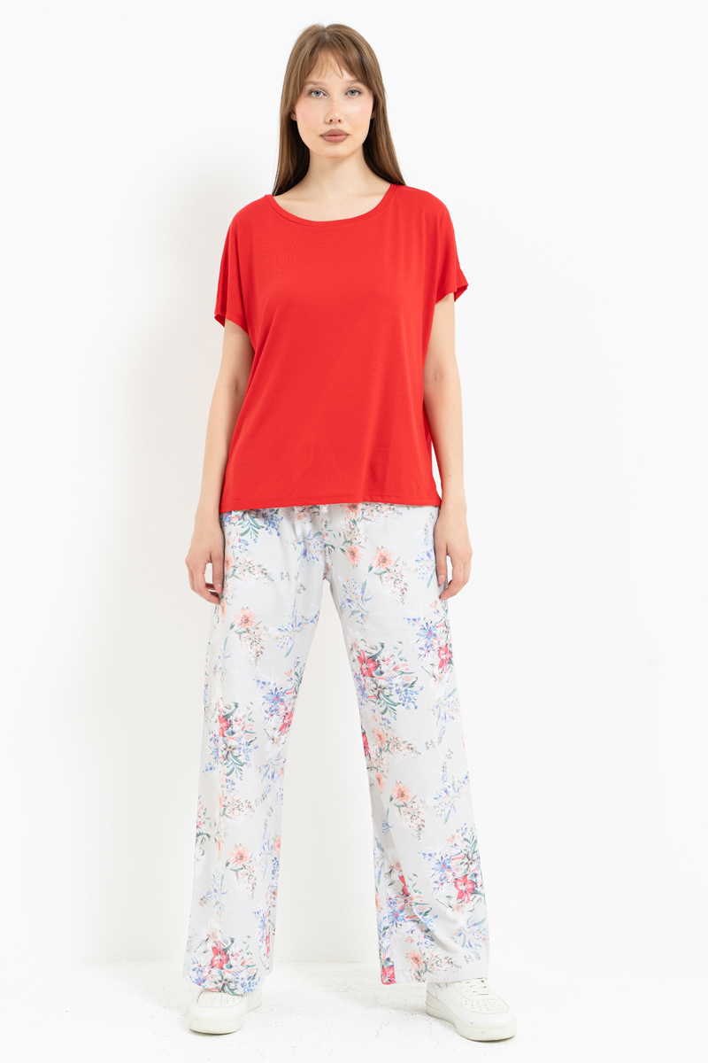 GREEN-FFUCHSİA-BİG.FLOWER Elasticated-Waist Printed Pyjama Bottoms