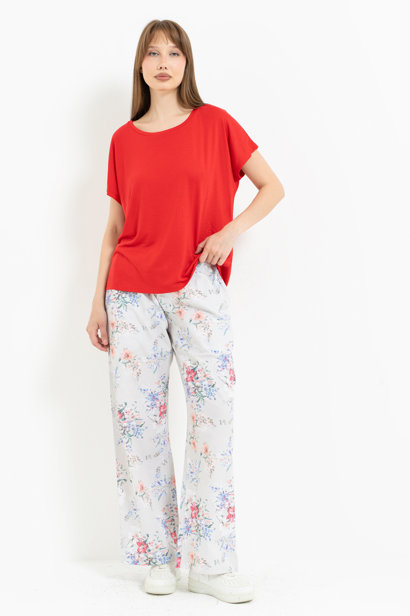 GREEN-FFUCHSİA-BİG.FLOWER Elasticated-Waist Printed Pyjama Bottoms