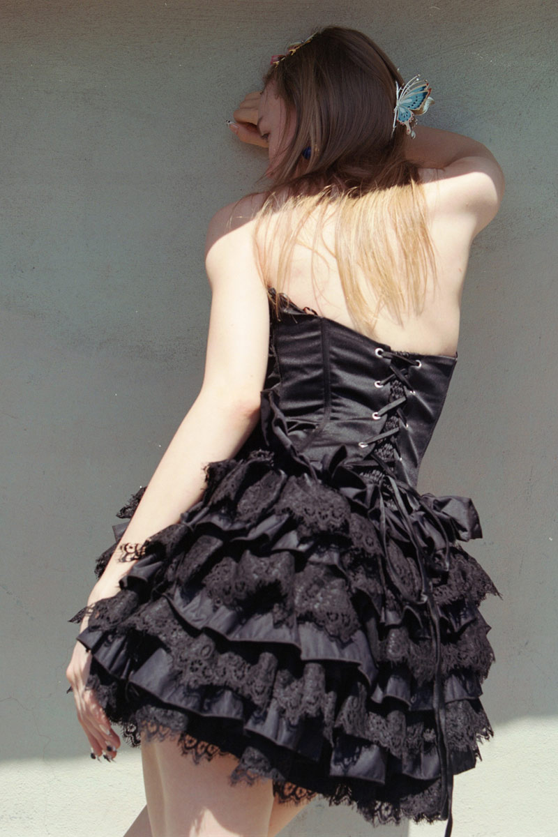 Black Tiered Ruffle Tube Mini Dress