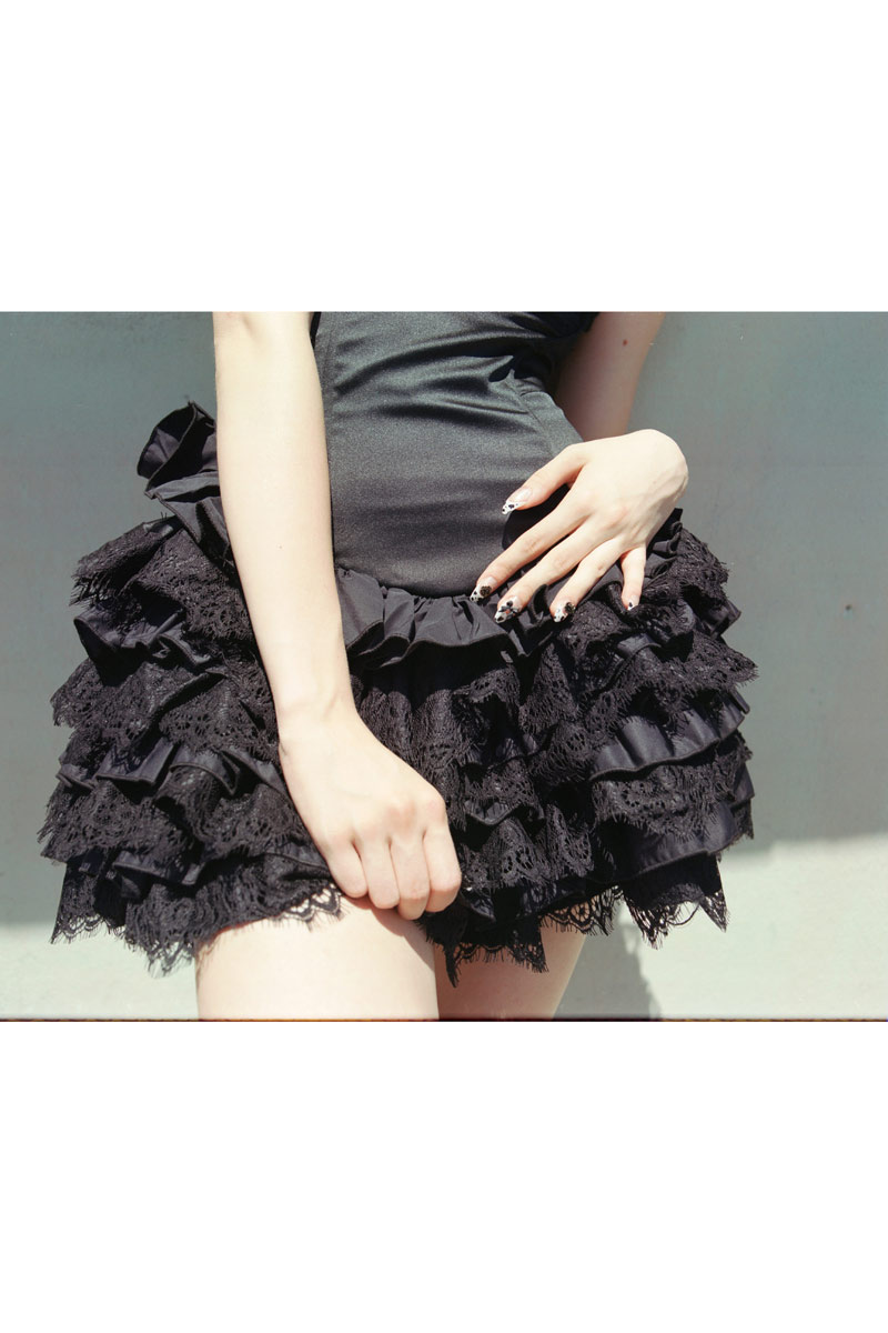 Black Tiered Ruffle Tube Mini Dress