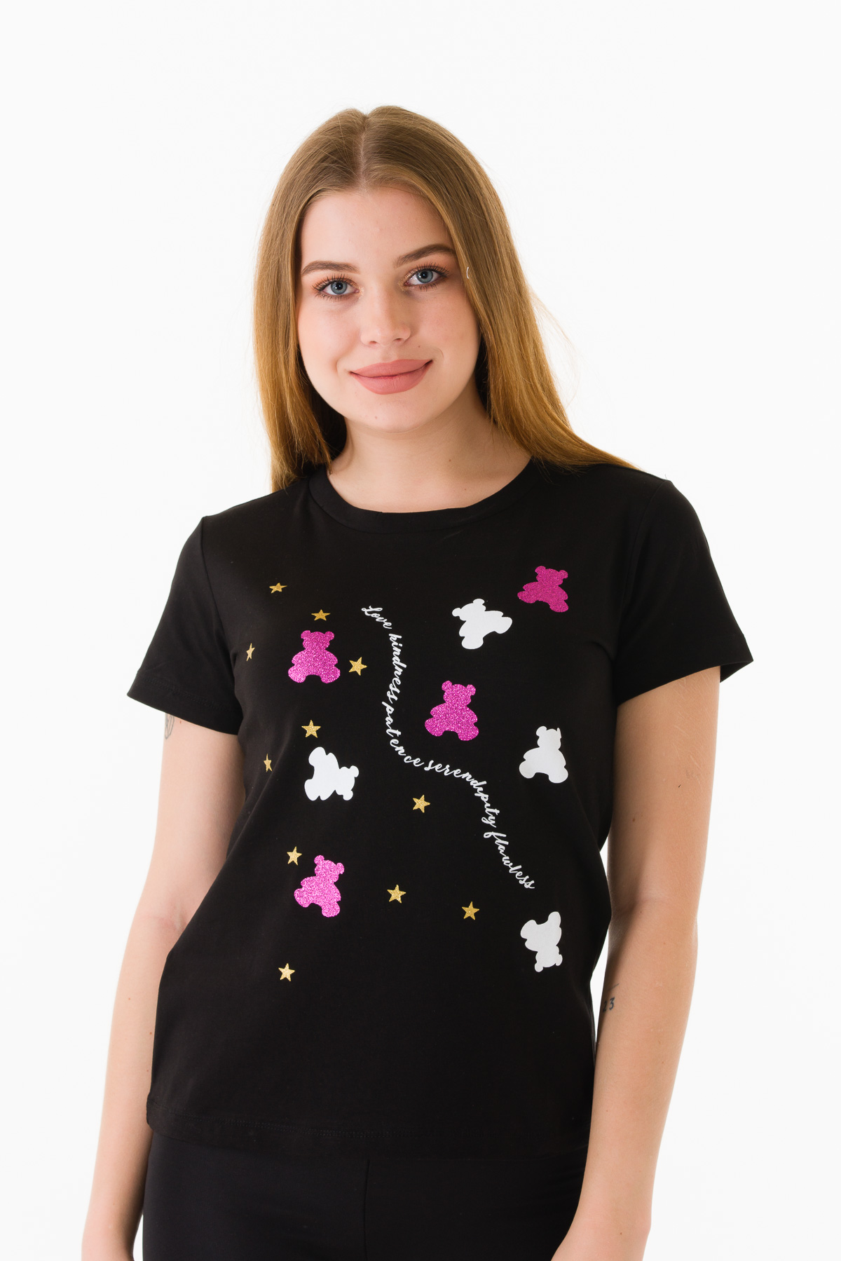 Wholesale Black T-SHIRT WITH GLITTER