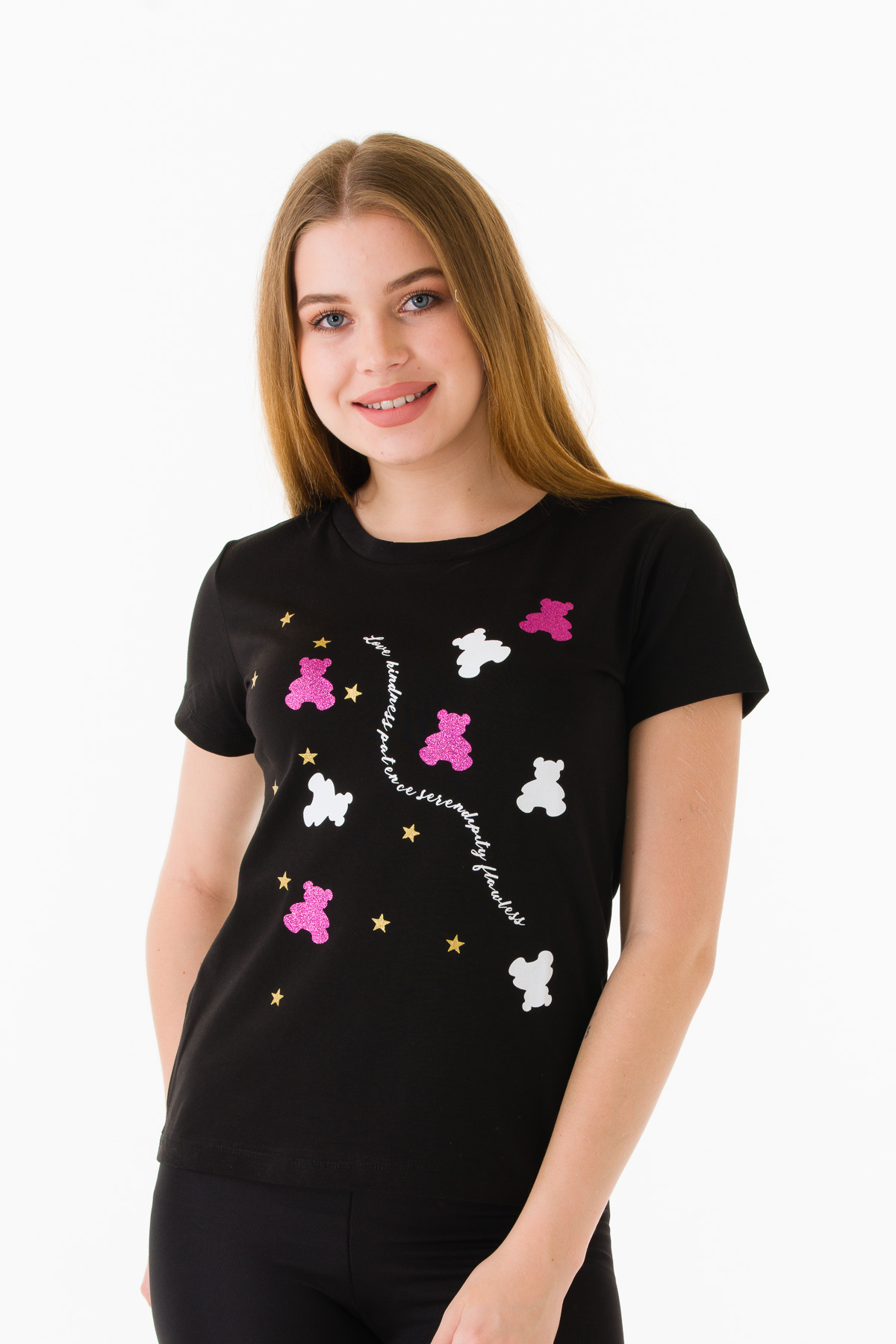 Wholesale Black T-SHIRT WITH GLITTER