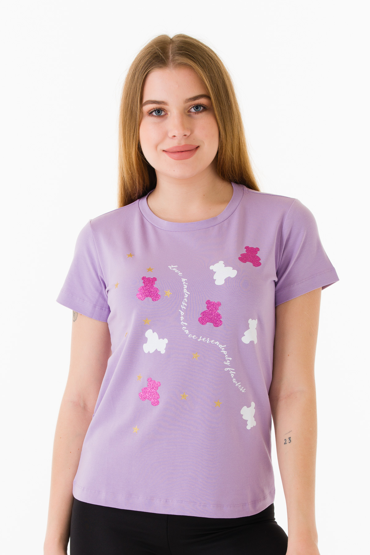 Wholesale Lilac T-SHIRT WITH GLITTER