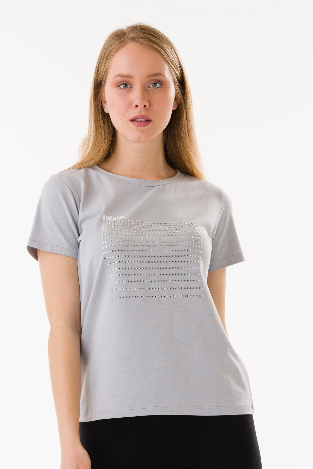Wholesale Grey T-SHIRT WITH STONES