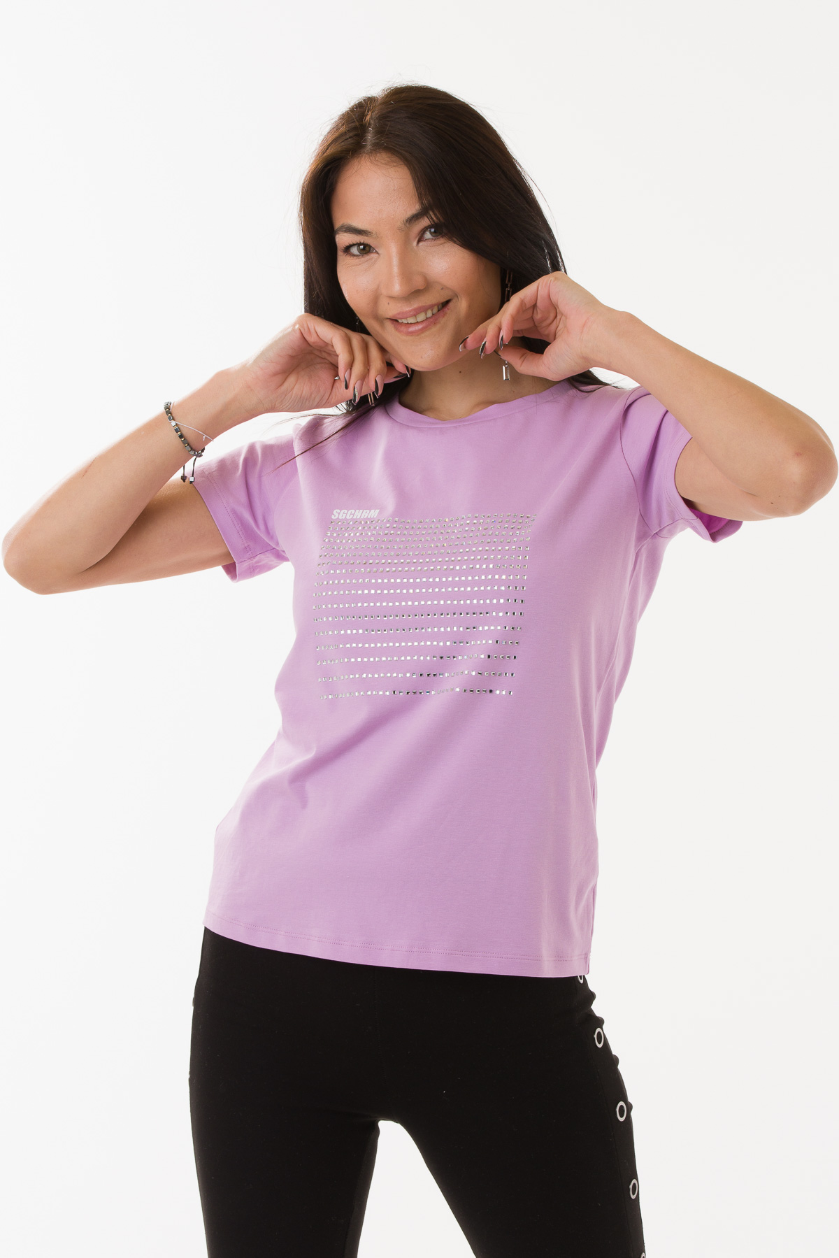 Wholesale Lilac T-SHIRT WITH STONES